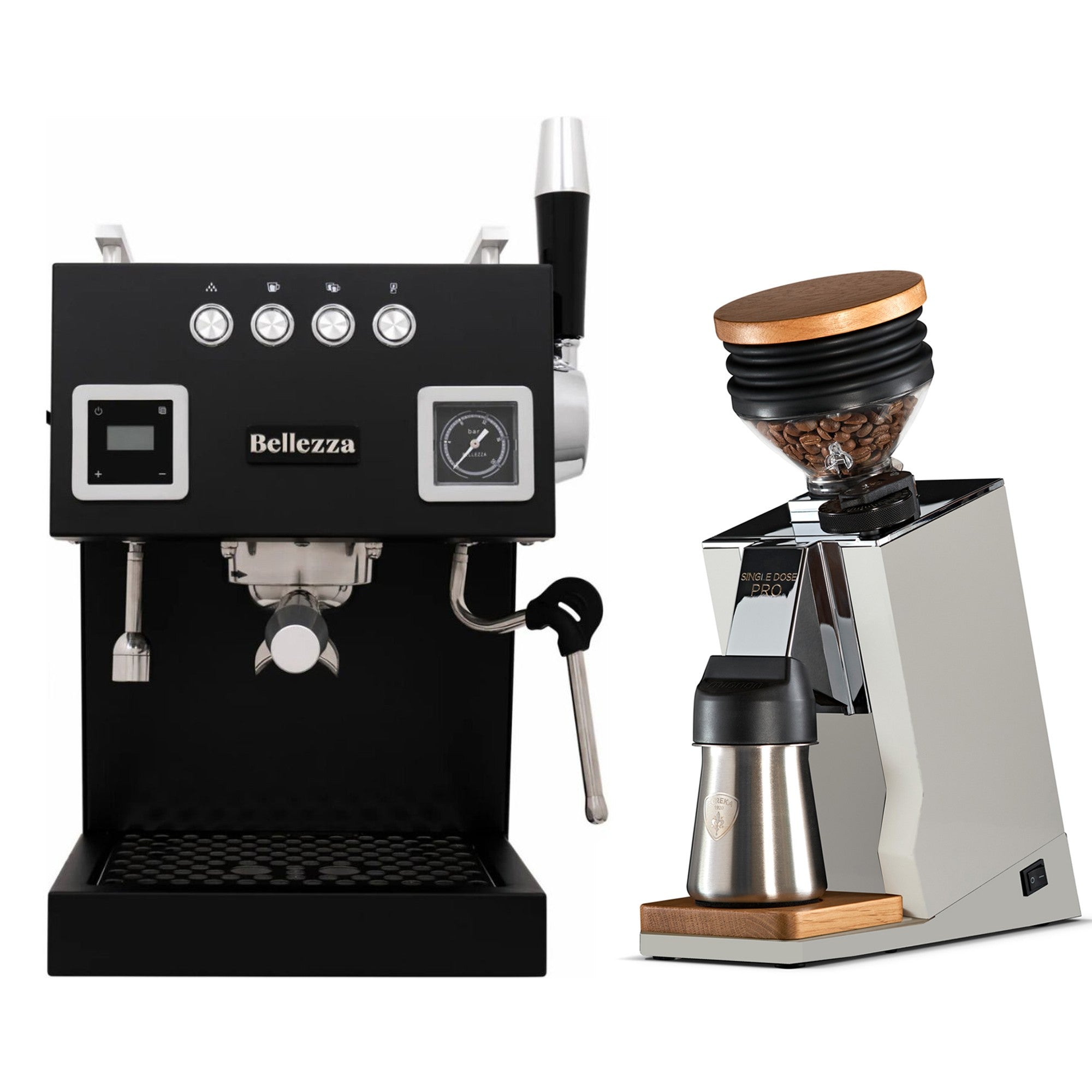 Bellezza Bellona Dual Boiler Espresso Machine & Eureka Oro Mignon Single Dose Pro Grinder Bundle