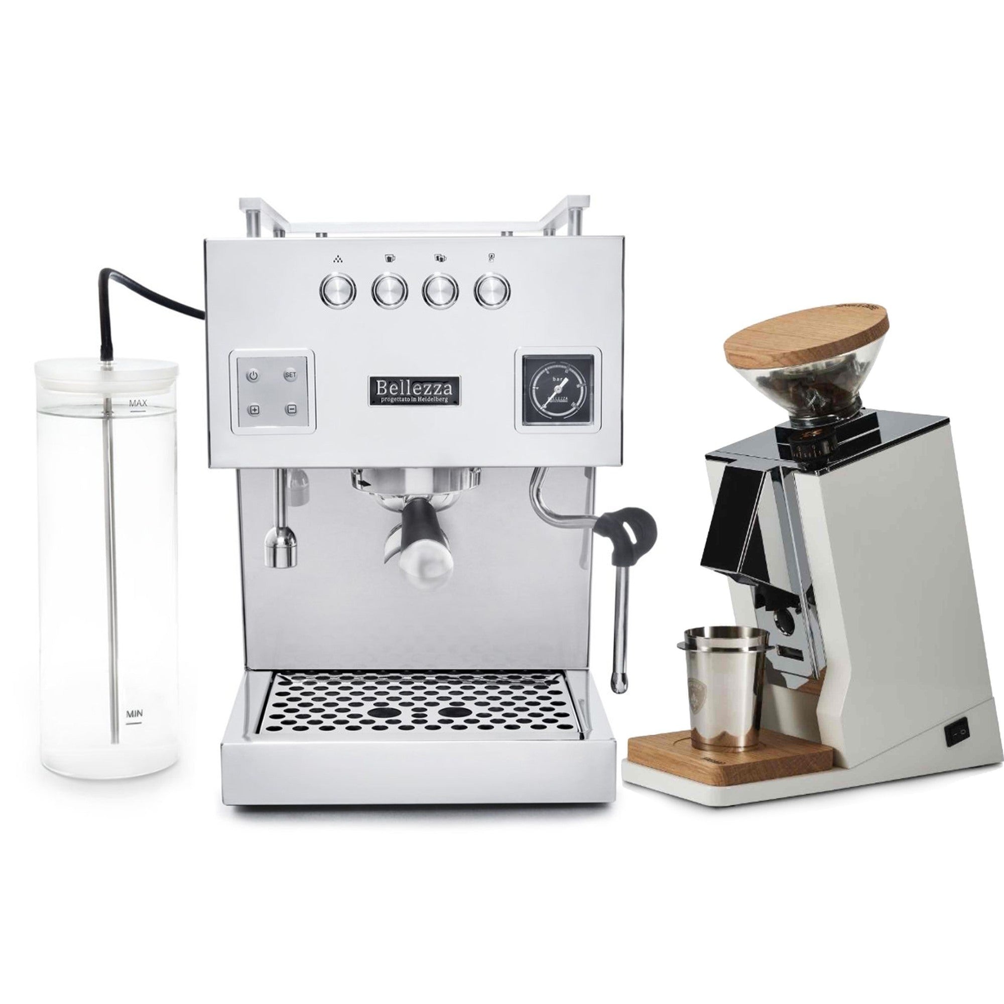 Bellezza Bellona Dual Boiler Espresso Machine & Eureka Oro Mignon Single Dose Grinder Bundle