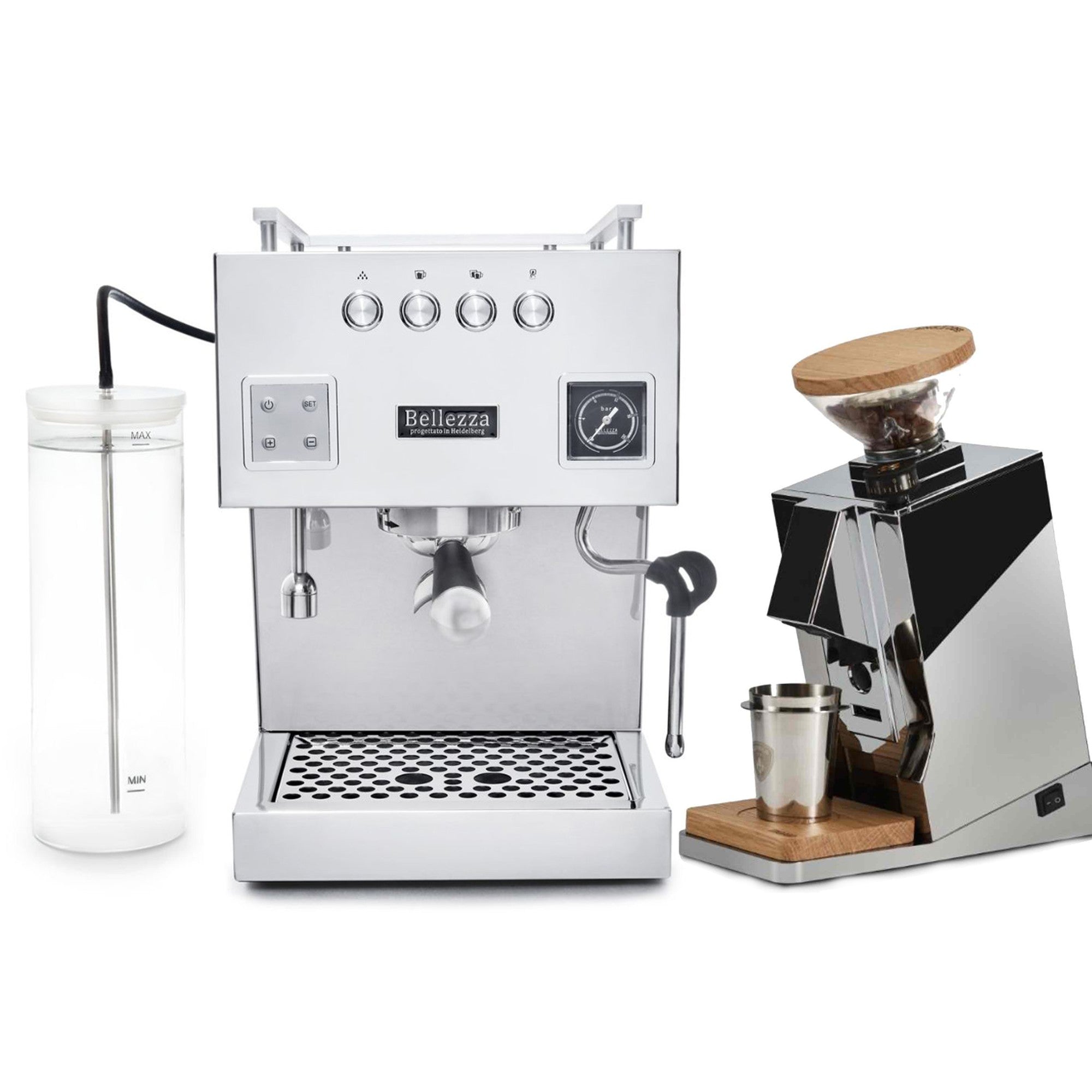 Bellezza Bellona Dual Boiler Espresso Machine & Eureka Oro Mignon Single Dose Grinder Bundle