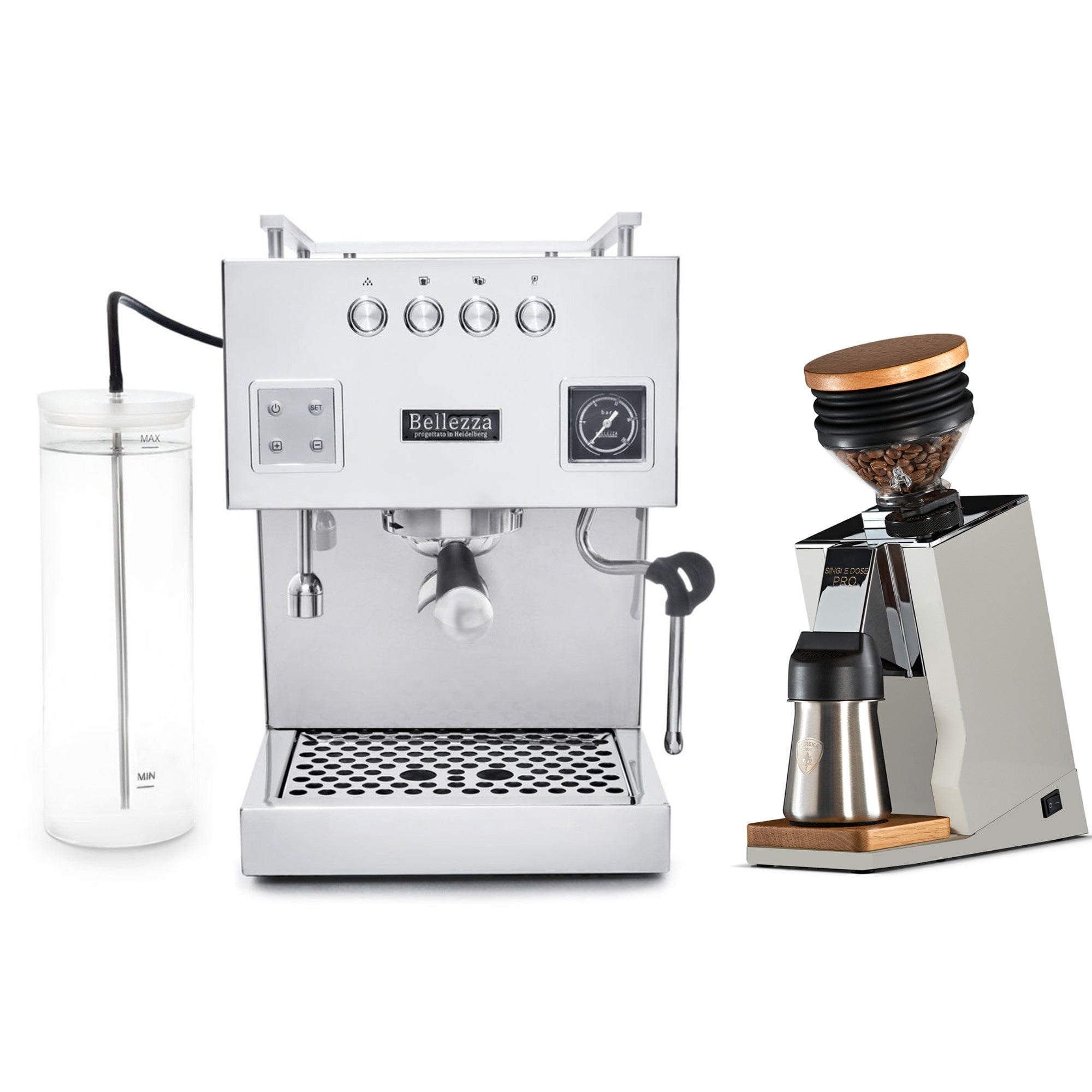 Bellezza Bellona Dual Boiler Espresso Machine & Eureka Oro Mignon Single Dose Pro Grinder Bundle