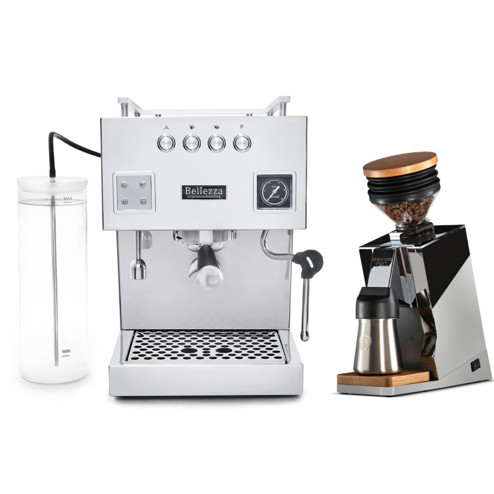 Bellezza Bellona Dual Boiler Espresso Machine & Eureka Oro Mignon Single Dose Pro Grinder Bundle