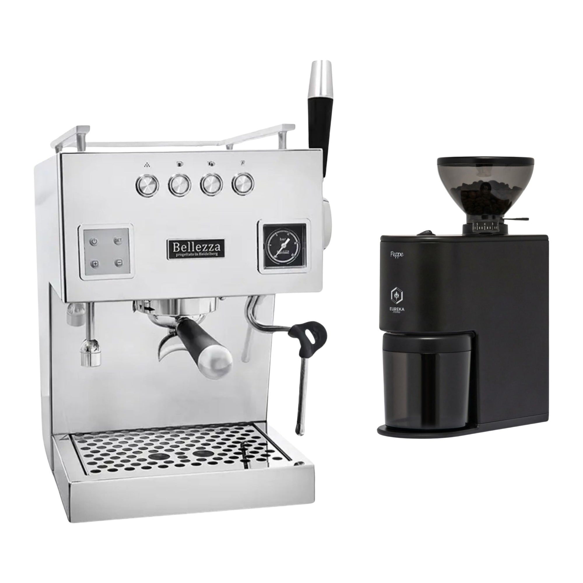 Bellezza Bellona Dual Boiler Espresso Machine & Eureka Peppe Grinder Bundle