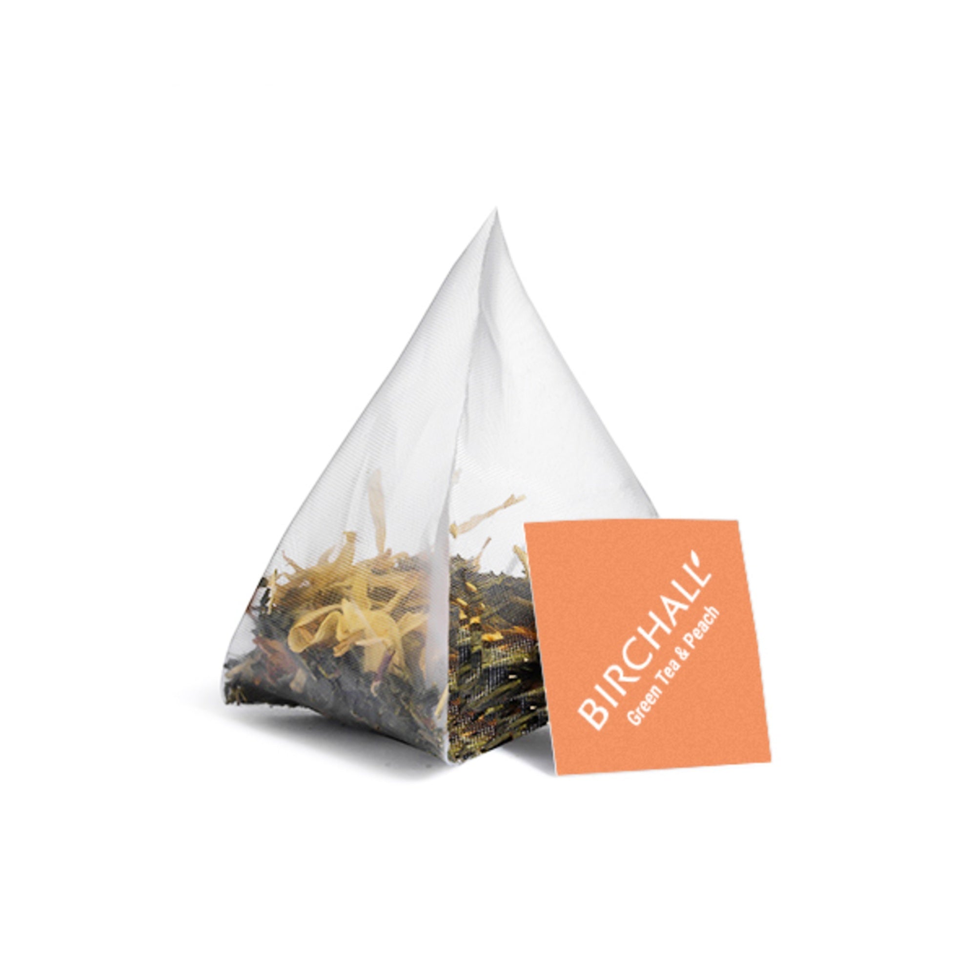 Birchall Green Tea & Peach Enveloped Plant-Based Prism Tea Bags – 20 Pack