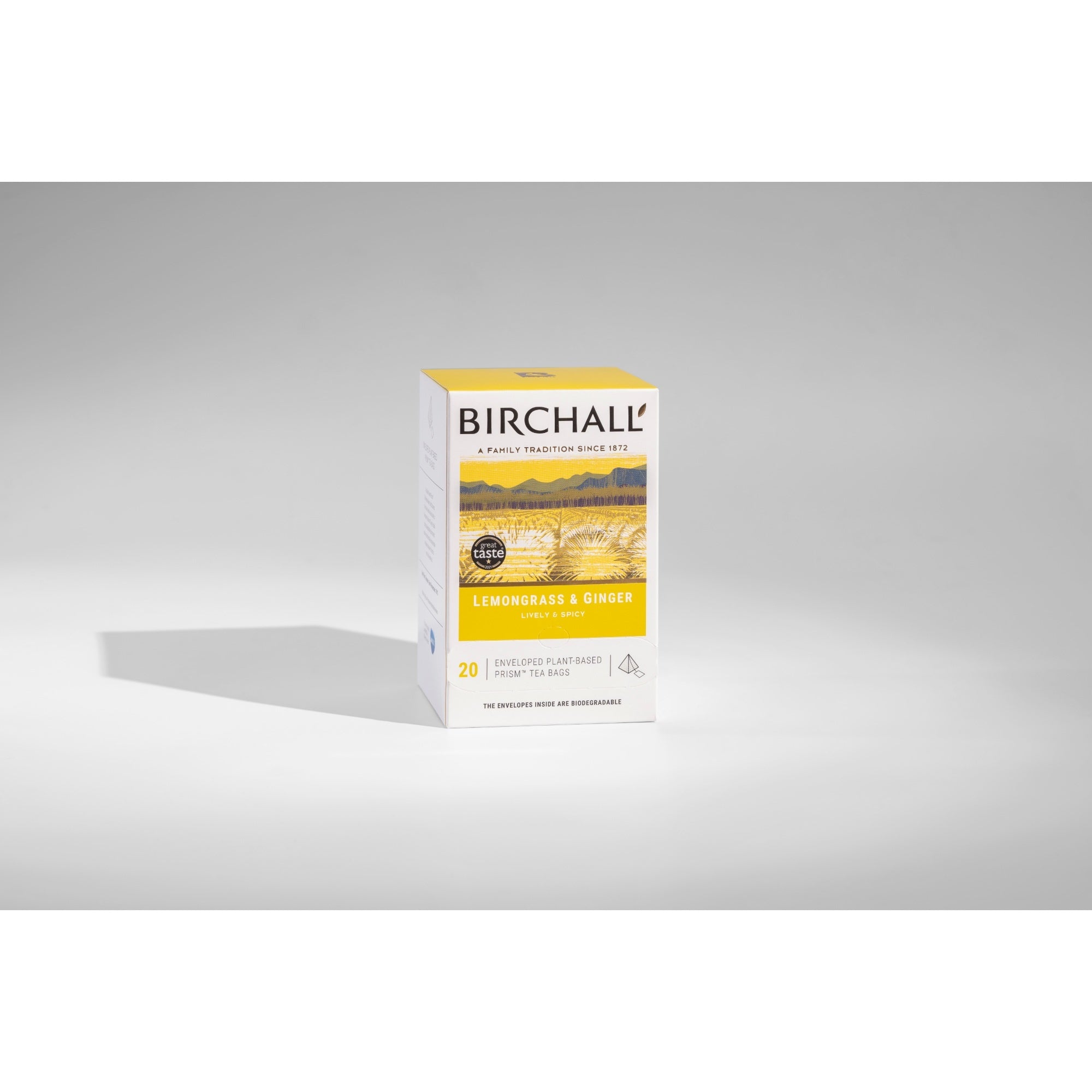 Birchall Lemongrass & Ginger 20 Enveloped Plant-Based Prism Tea Bags