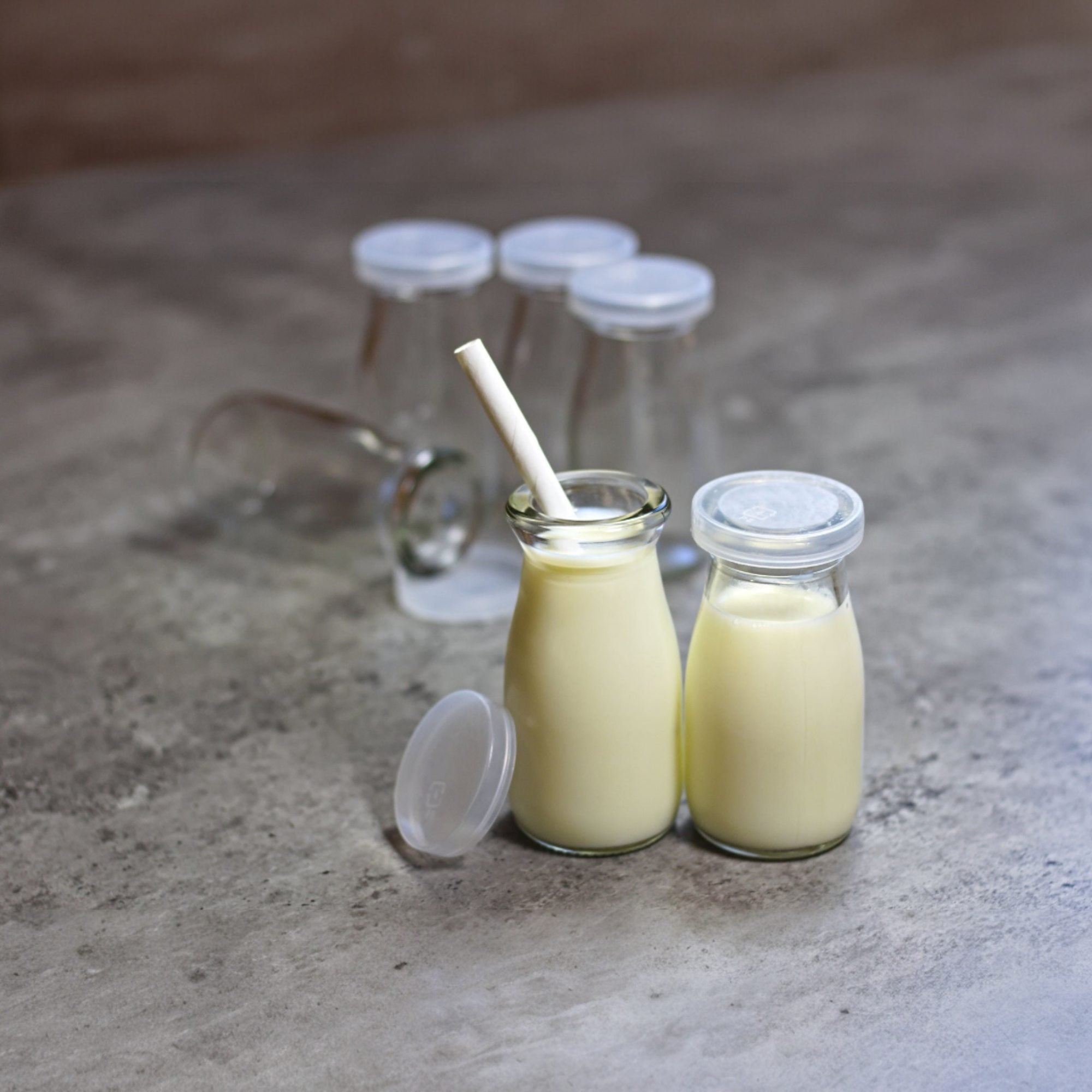 100ml Glass Milk / Juice Bottle with Lid