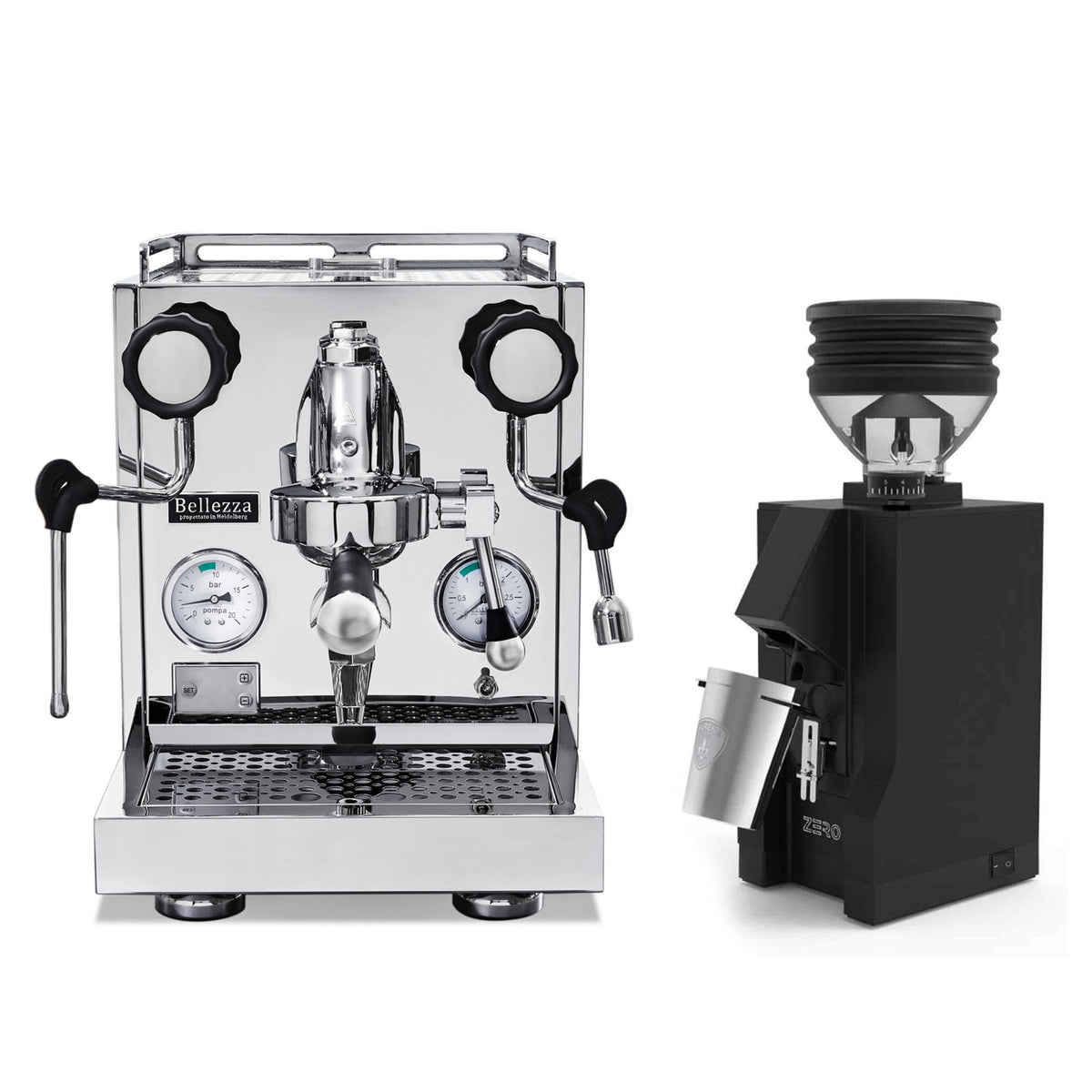 Bellezza Inizio V Espresso Machine + Eureka Mignon Zero Coffee Grinder Bundle