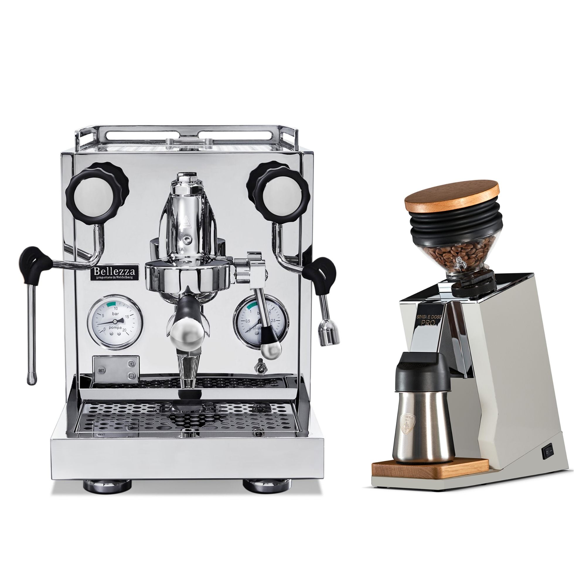 Bellezza Inizio V Espresso Machine + Eureka Oro Mignon Single Dose Pro Grinder Bundle