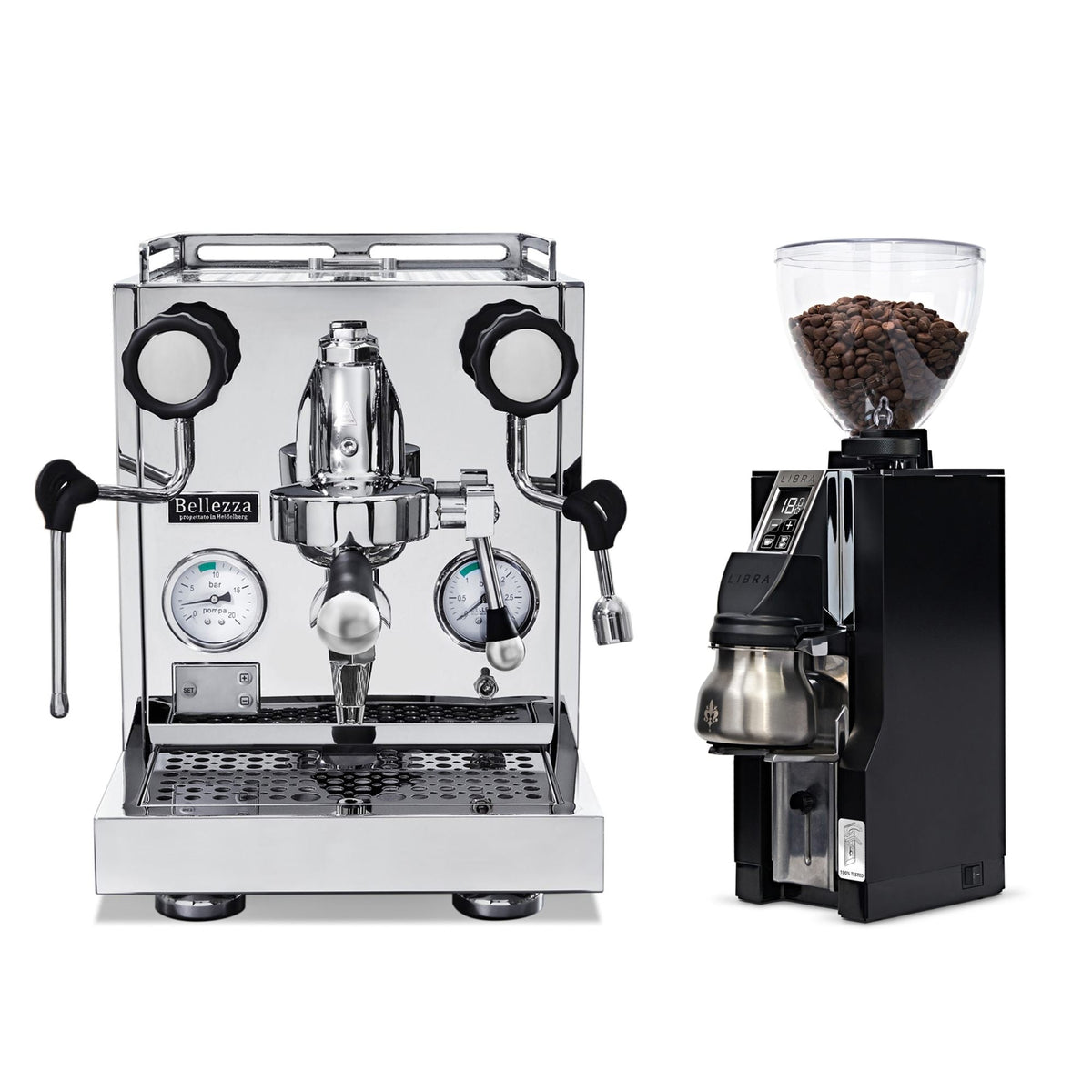 Bellezza Inizio V Espresso Machine + Eureka Mignon Libra 65 AP Coffee Grinder Bundle