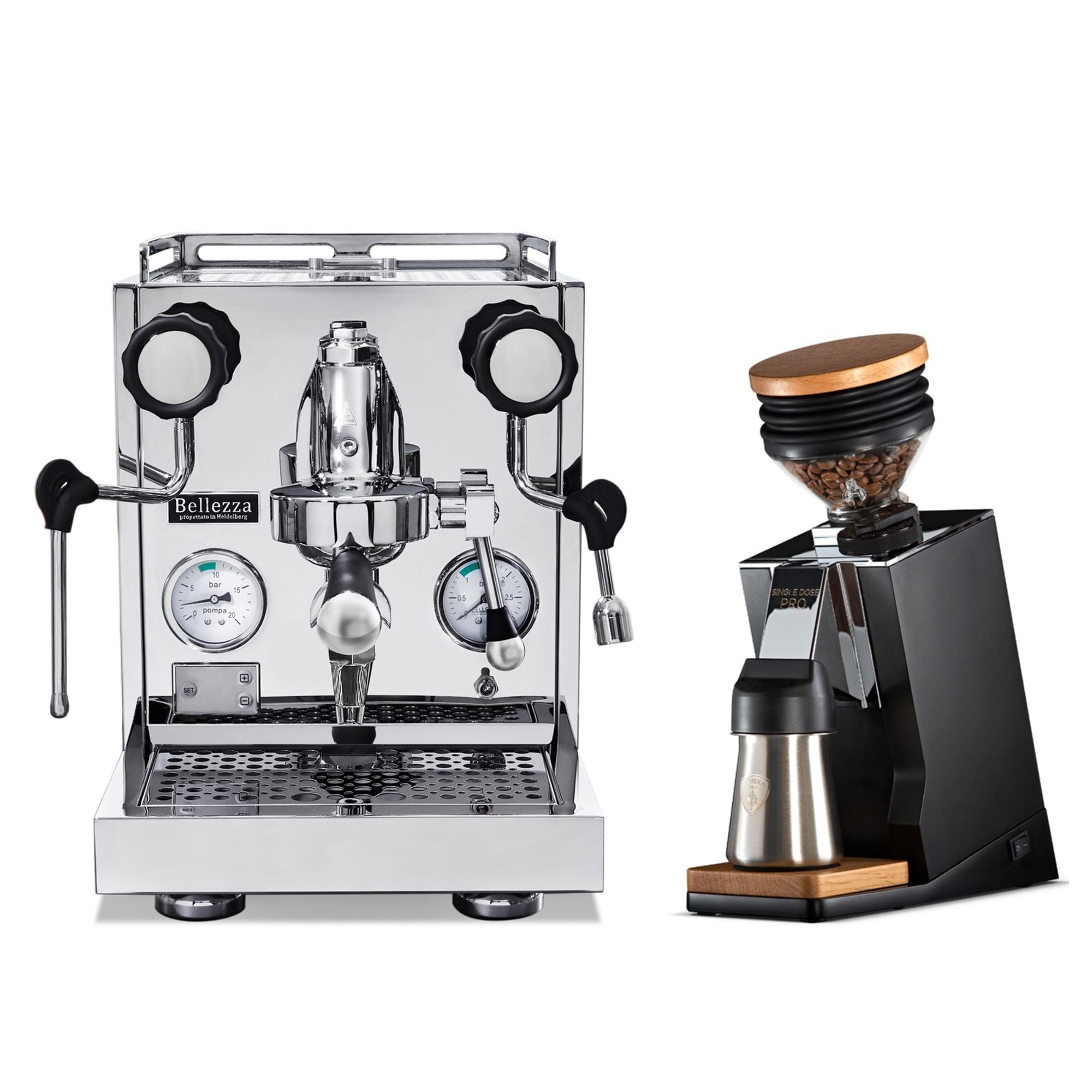 Bellezza Inizio V Espresso Machine + Eureka Oro Mignon Single Dose Pro Grinder Bundle