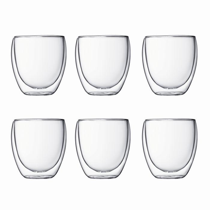 Bodum Pavina Glass Double Wall Coffee Cup - 0.25l / 8oz - Pack of 6