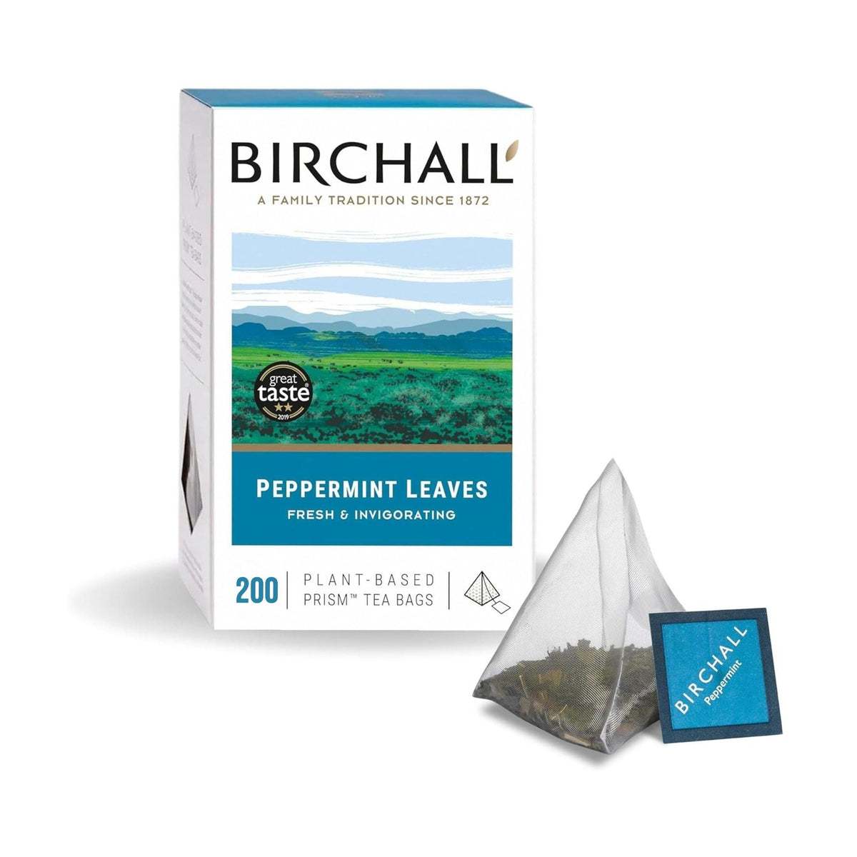 Birchall Peppermint Leaves 200 Enveloped Plant-Based Prism Tea Bags