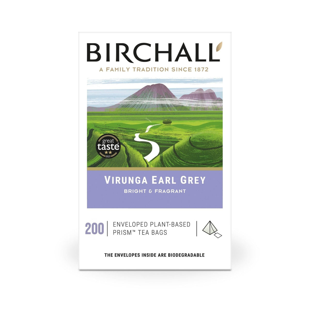 Birchall Virunga Earl Grey Enveloped Plant-Based Prism Tea Bags – 200 Pack
